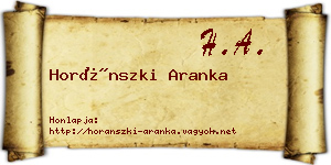 Horánszki Aranka névjegykártya